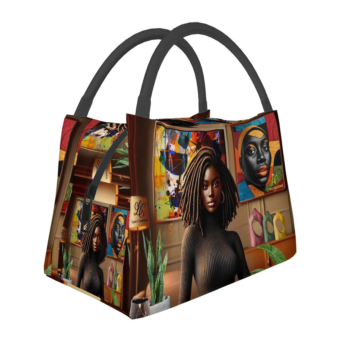 Loveable Locs Love - Rectangle Insulated Lunch Bag with Aluminum Film