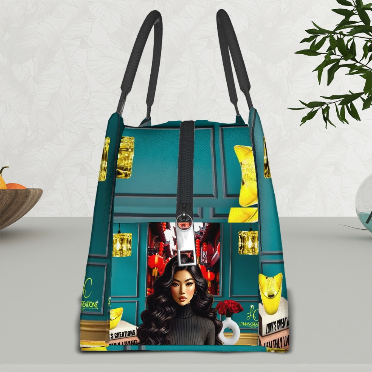 Sassy Asian Doll - Rectangle Insulated Lunch Bag with Aluminum Film