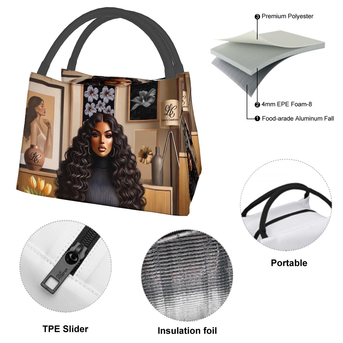 Latin Beauty - Rectangle Insulated Lunch Bag with Aluminum Film