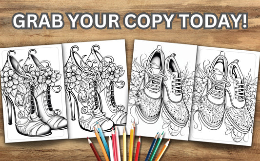 Shoe Stepping in Style Adult Coloring Book