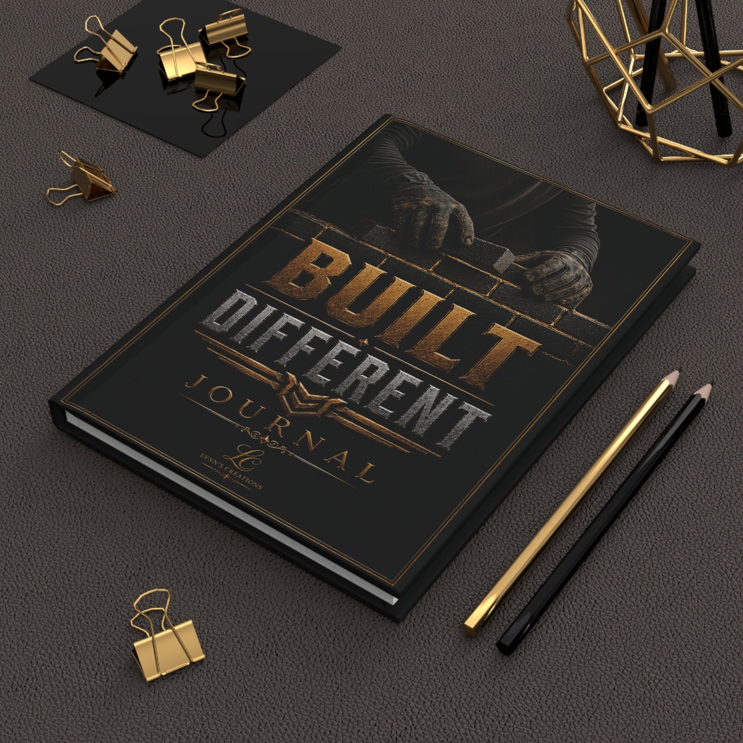 Built Different Hardcover Journal — Motivational Construction-Themed Notebook