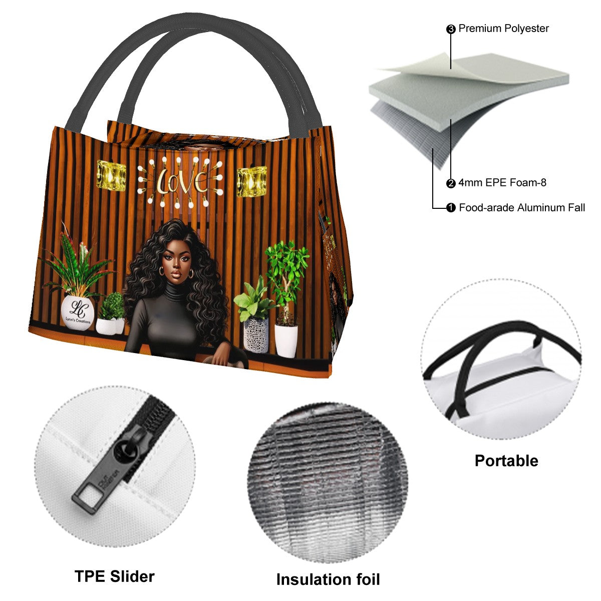 Pretty Girl Swag - Rectangle Insulated Lunch Bag with Aluminum Film