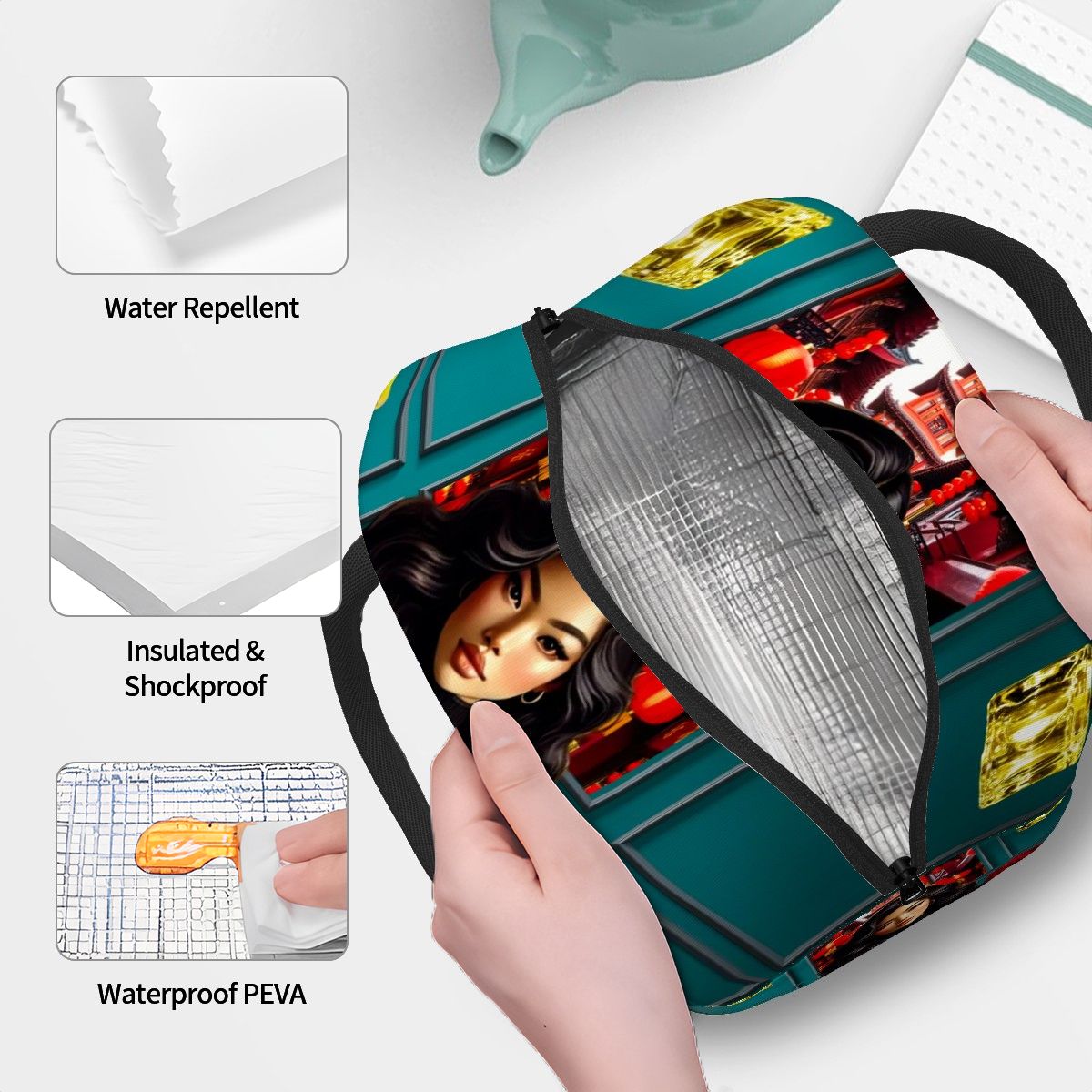 Sassy Asian Doll - Large Insulated Lunch Bag