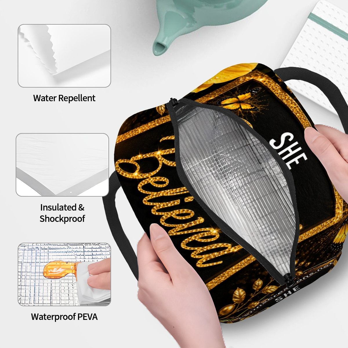 She Believed - Large Insulated Lunch Bag