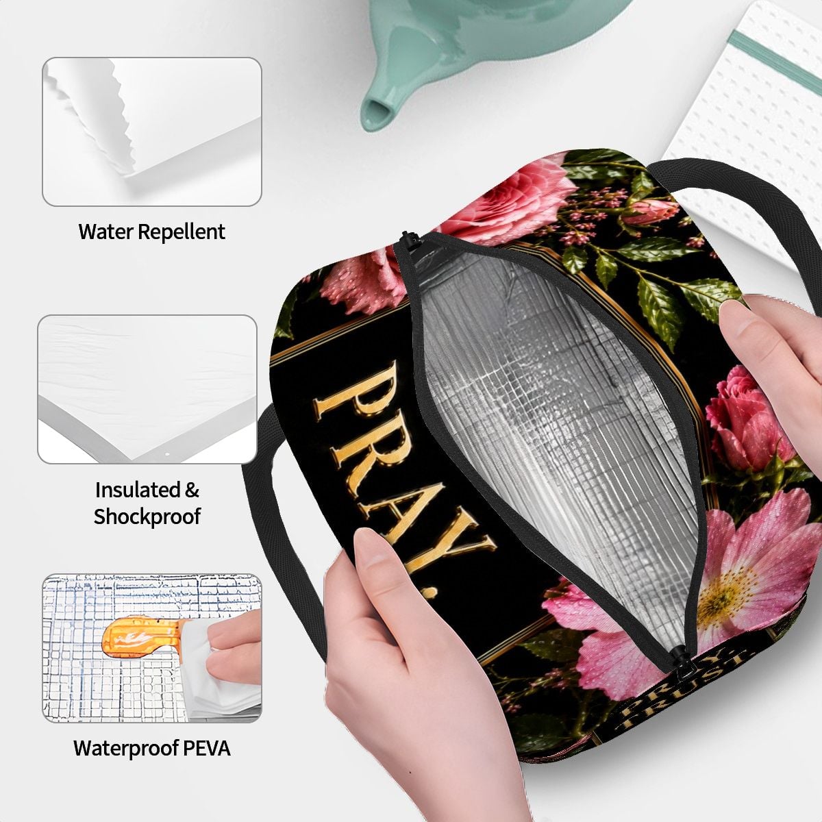 Pray Trust Repeat - Large Insulated Lunch Bag