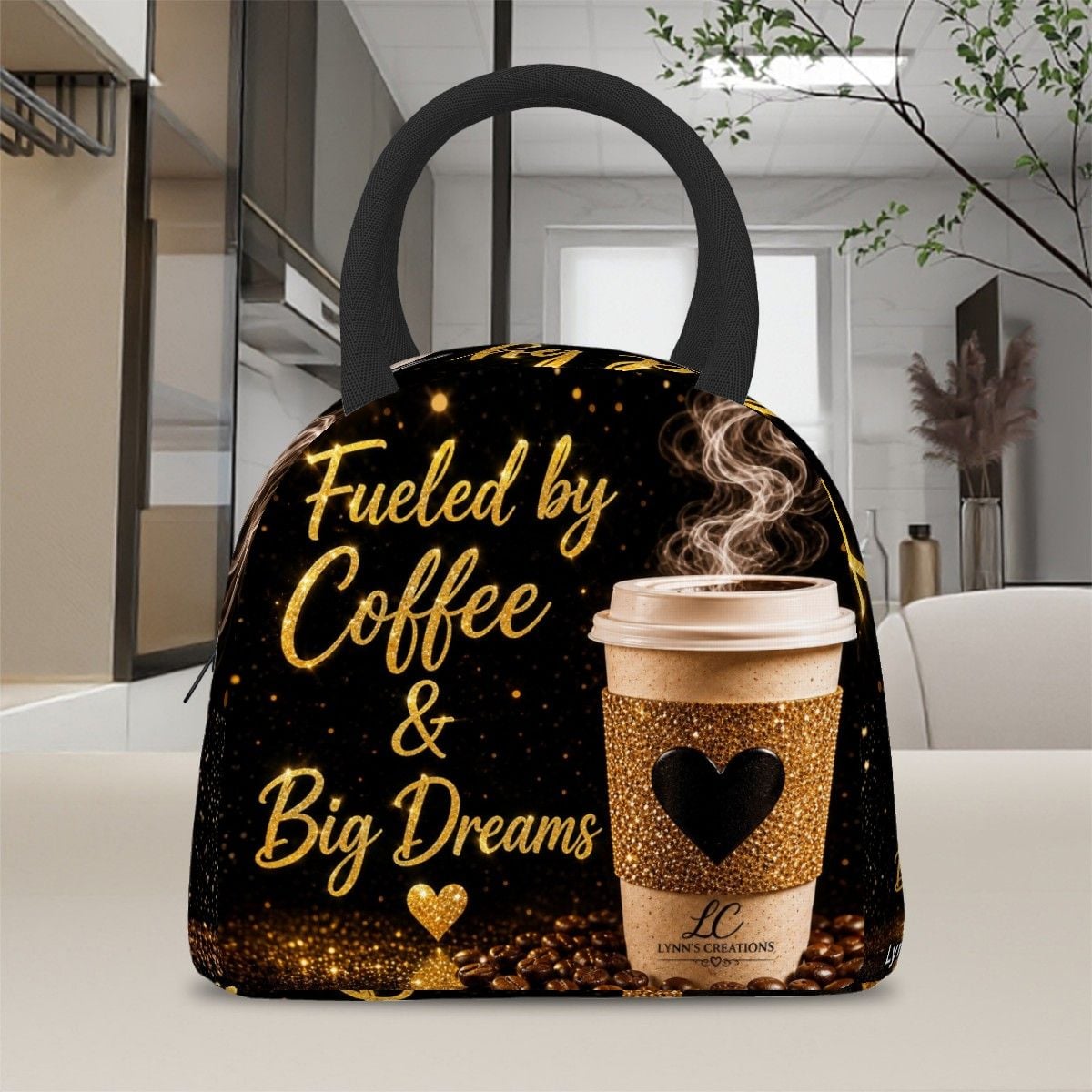 Coffee and Big Dreams - Large Insulated Lunch Bag