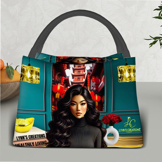 Sassy Asian Doll - Rectangle Insulated Lunch Bag with Aluminum Film