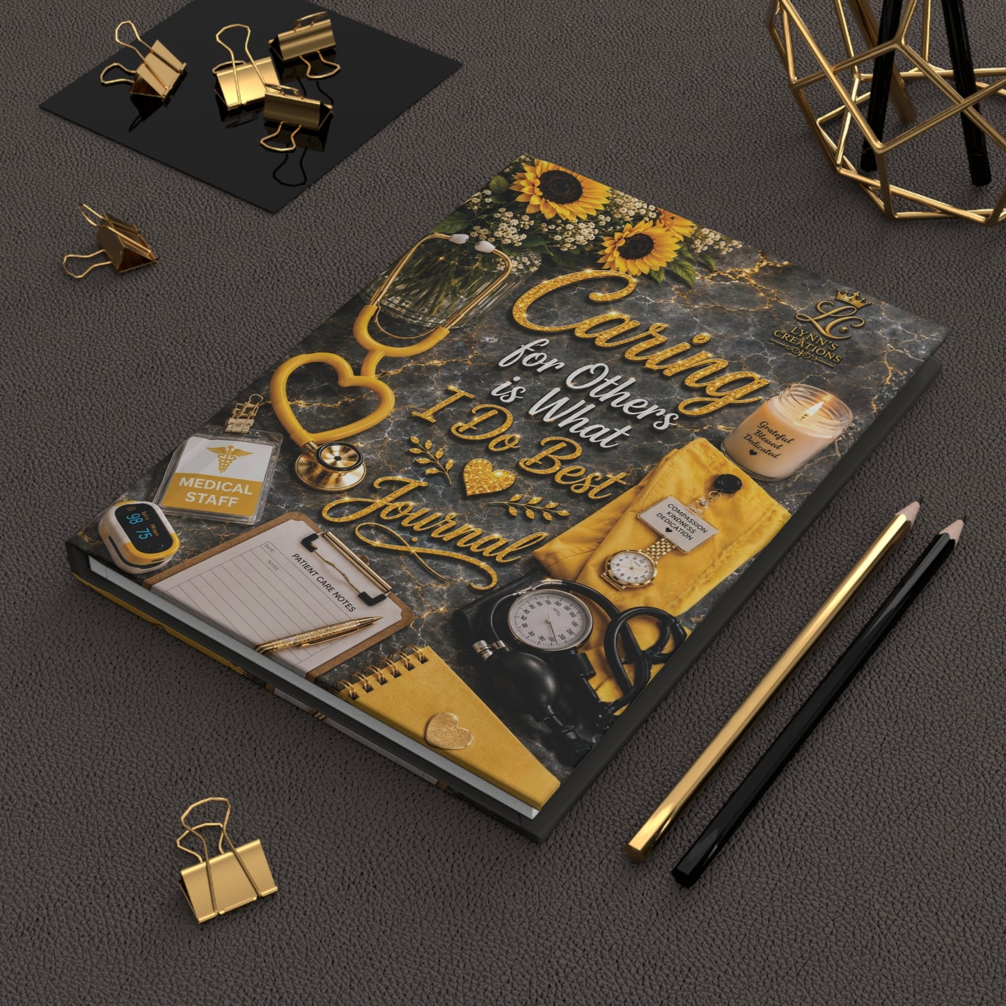 Caring for Others Is What I Do Best Yellow - Hardcover Journal Matte