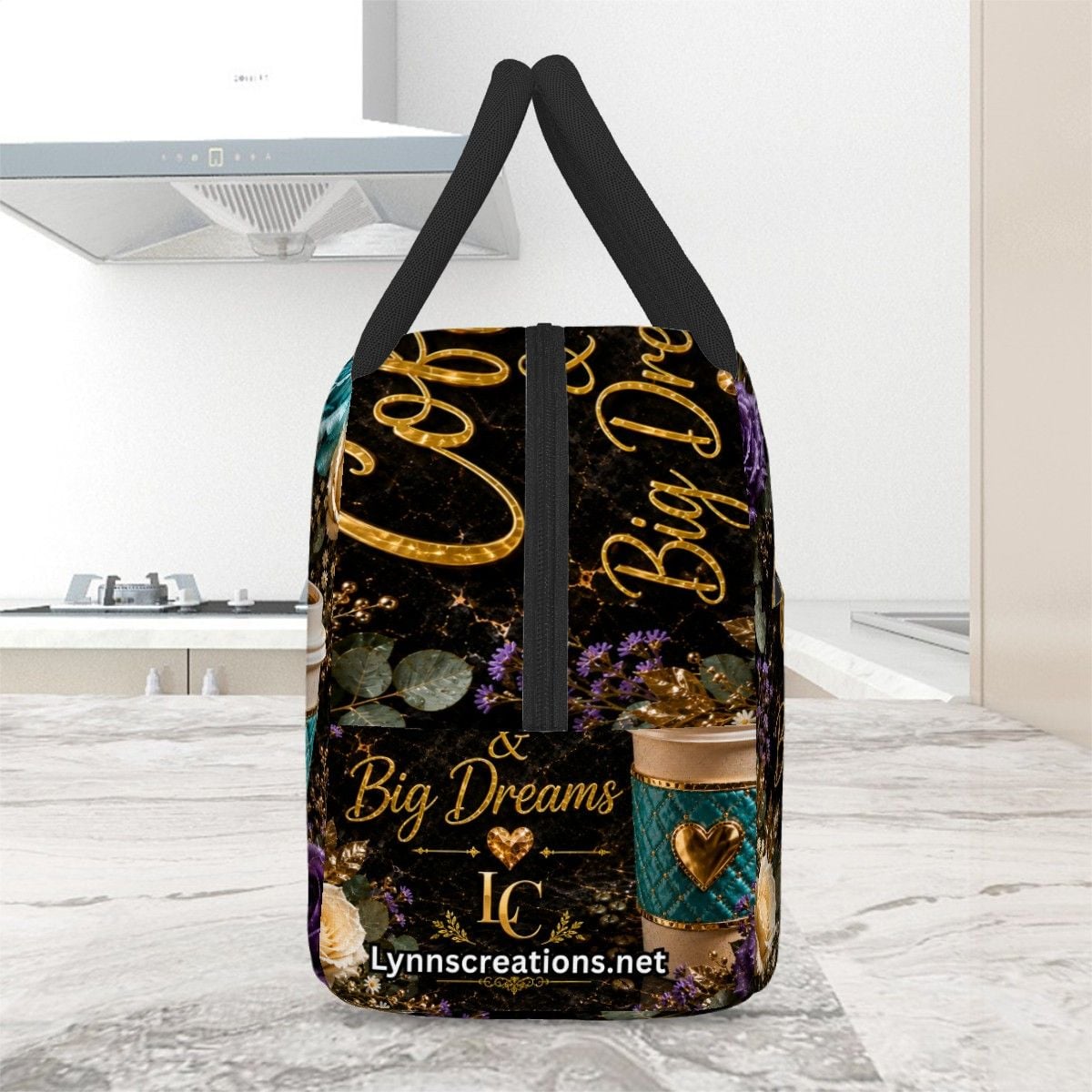 Fueled By Coffee Teal - Large Insulated Lunch Bag