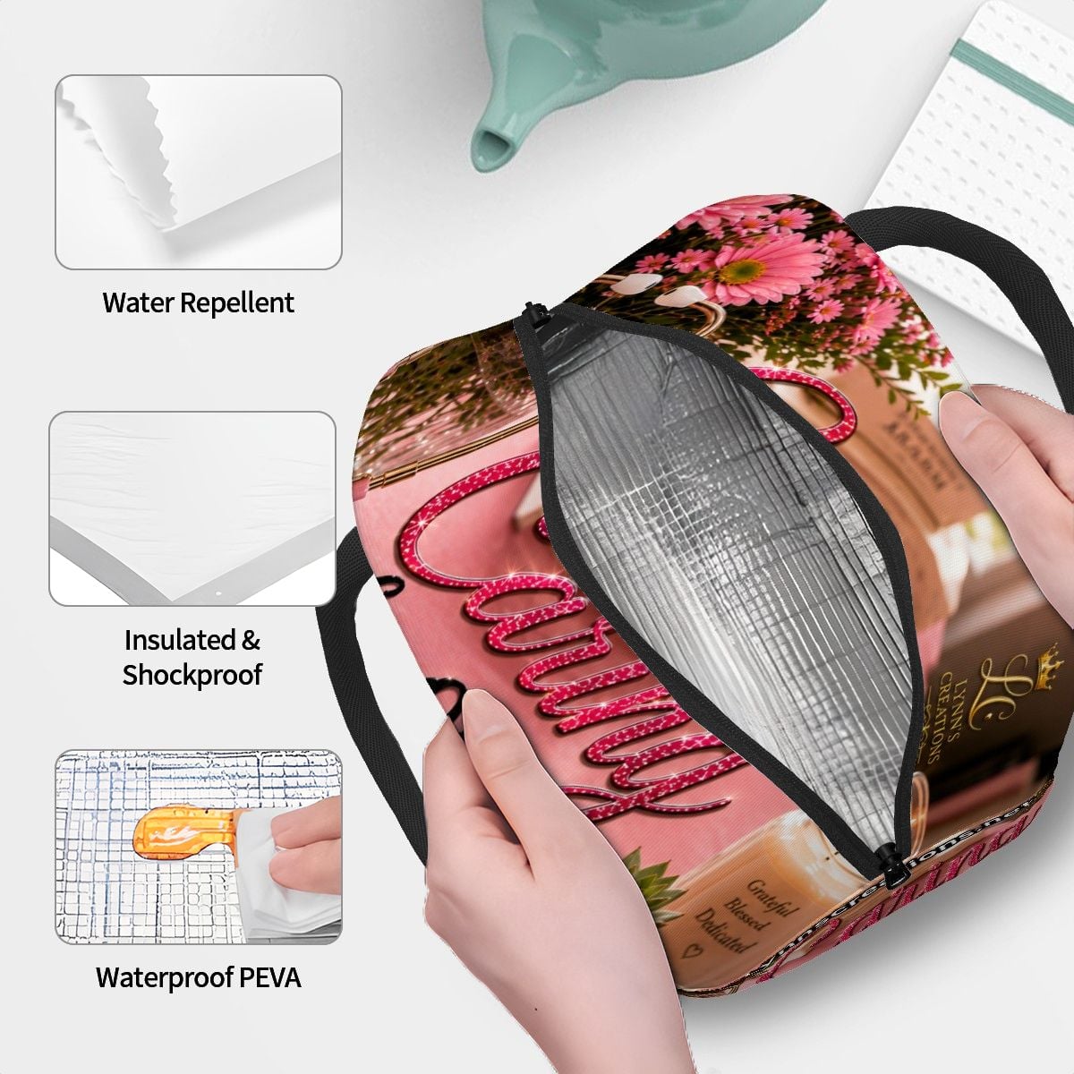 Caring For Others Pink - Large Insulated Lunch Bag