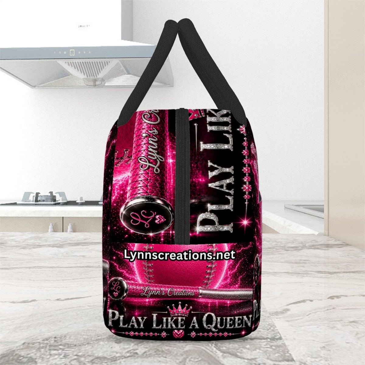 Play Like A Queen Baseball Sliver - Large Insulated Lunch Bag