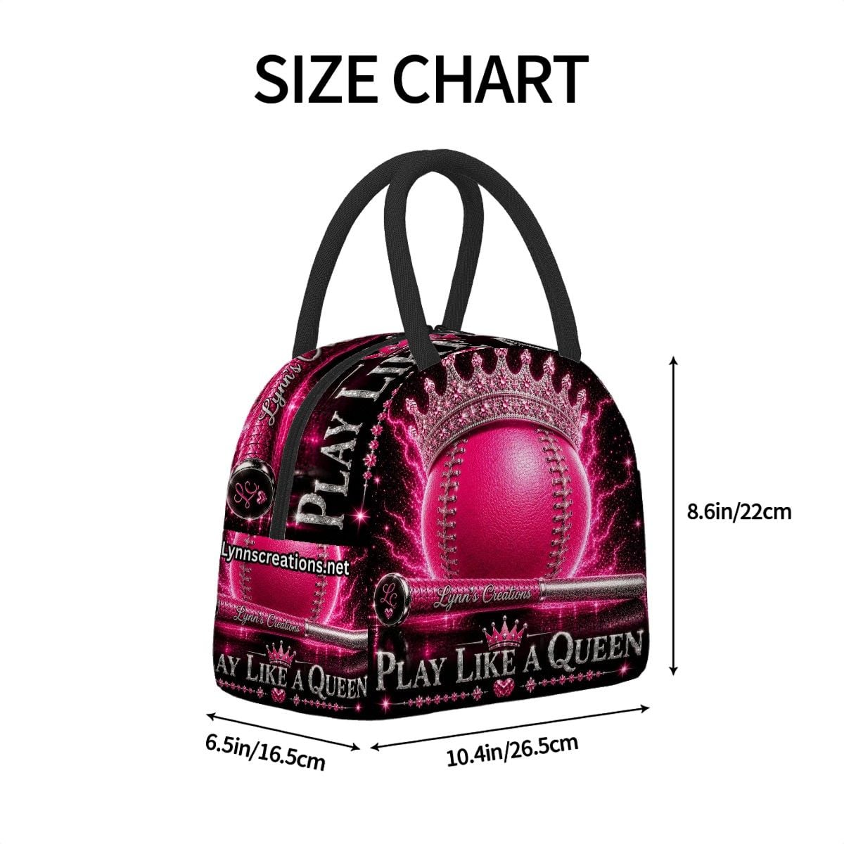 Play Like A Queen Baseball Sliver - Large Insulated Lunch Bag