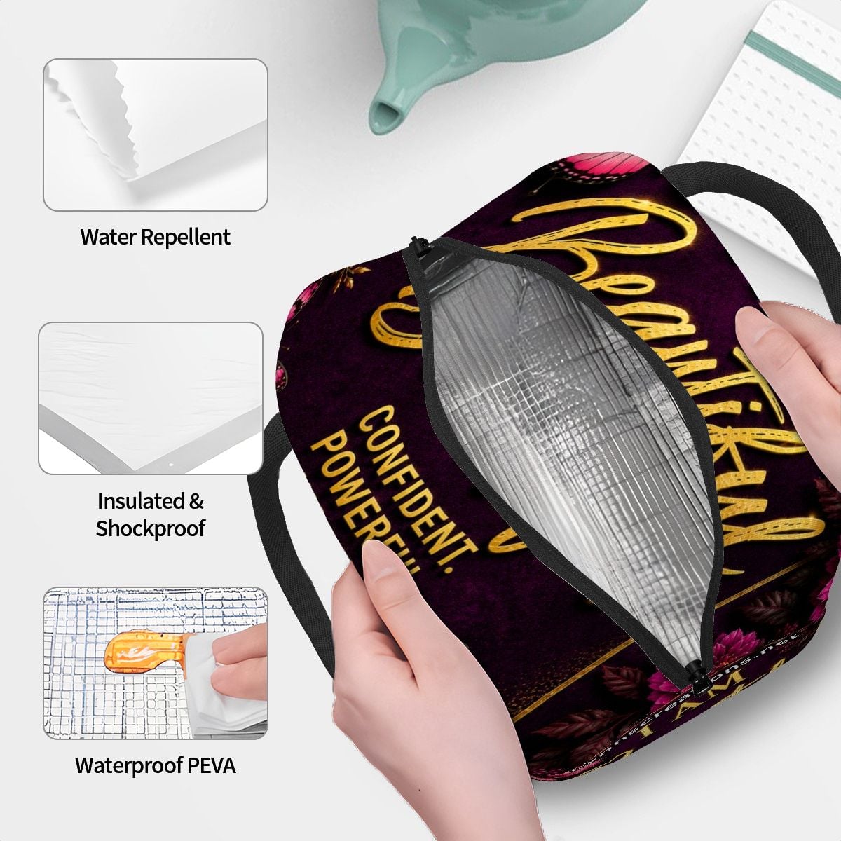 I Am Beautiful - Large Insulated Lunch Bag