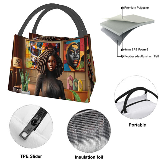 Loveable Locs Love - Rectangle Insulated Lunch Bag with Aluminum Film