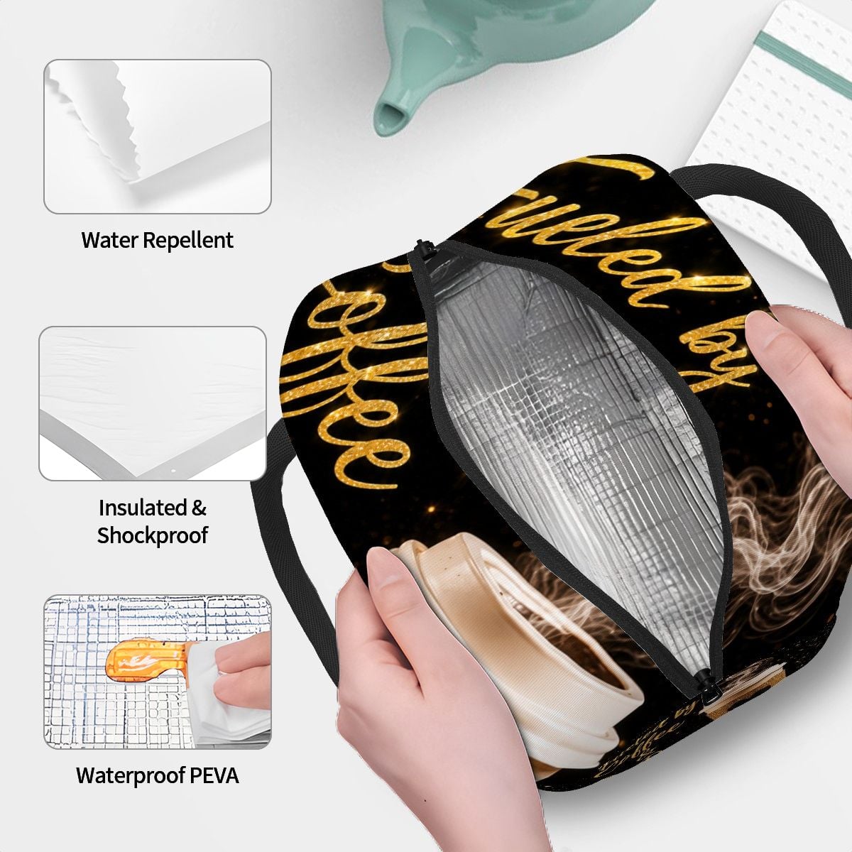 Coffee and Big Dreams - Large Insulated Lunch Bag