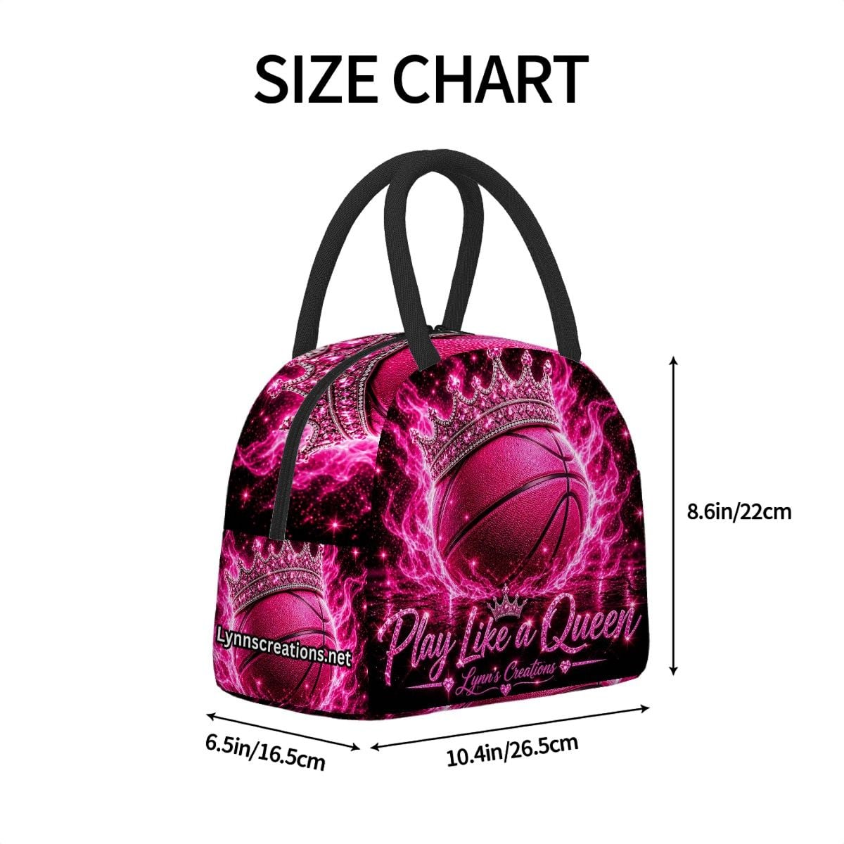 Play Like A Queen Basketball Silver - Large Insulated Lunch Bag