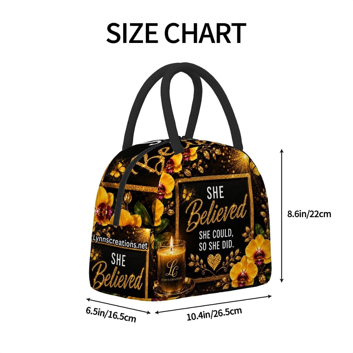 She Believed - Large Insulated Lunch Bag