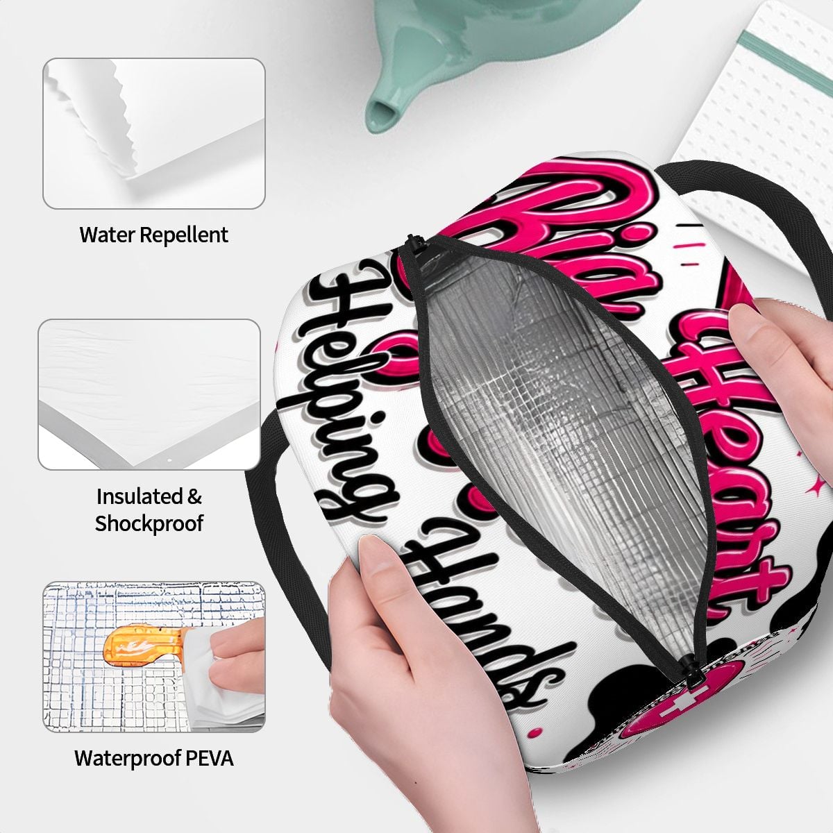 Big Hearts Helping Hands - Large Insulated Lunch Bag