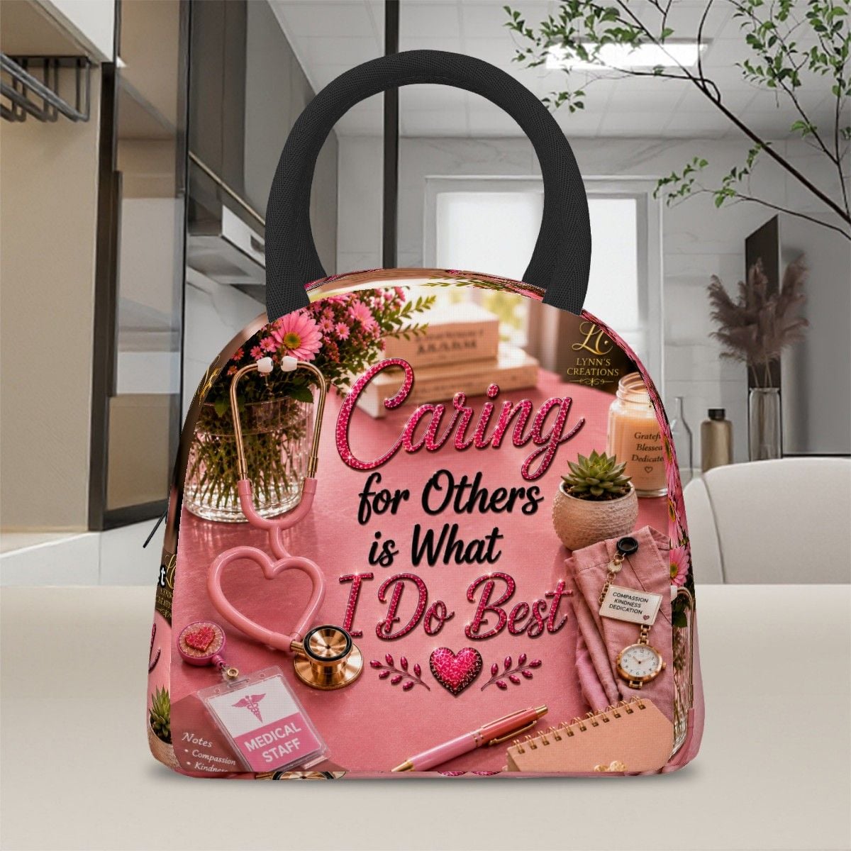 Caring For Others Pink - Large Insulated Lunch Bag