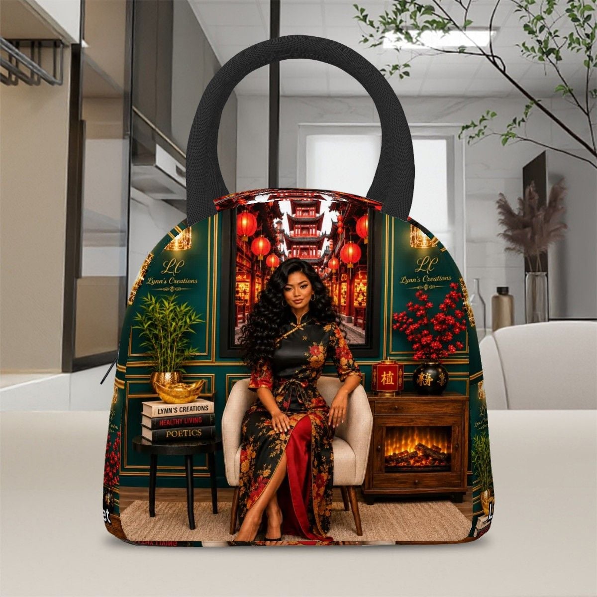 Sassy Asian Doll - Large Insulated Lunch Bag