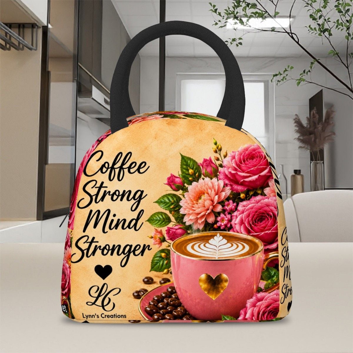 Coffee Strong Mind Strong - Large Insulated Lunch Bag